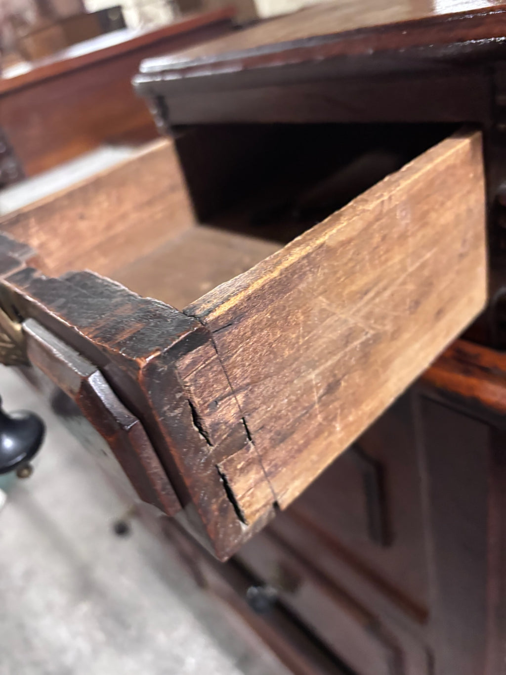 Antique Late 1800s Victorian Walnut Marble Inset Dresser