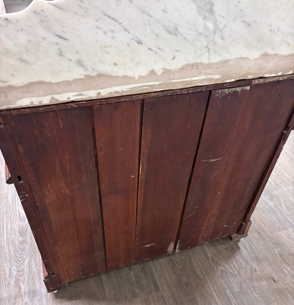 Antique Late 1800s Victorian Walnut Marble Top Washstand
