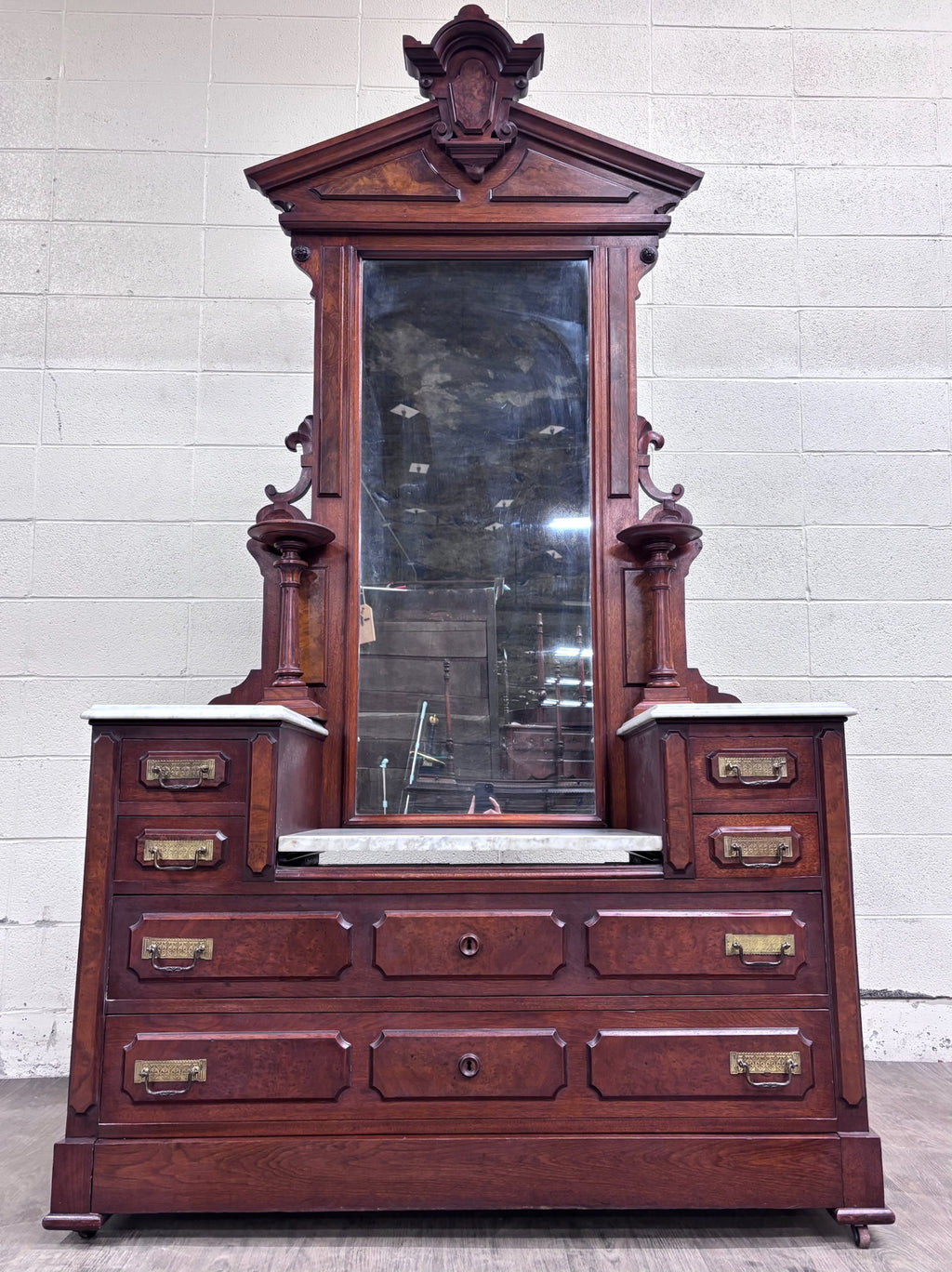 Antique 1800s Victorian Eastlake Walnut Dressing Stand Dresser Bedroom Vanity