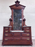 Antique 1800s Victorian Eastlake Walnut Dressing Stand Dresser Bedroom Vanity