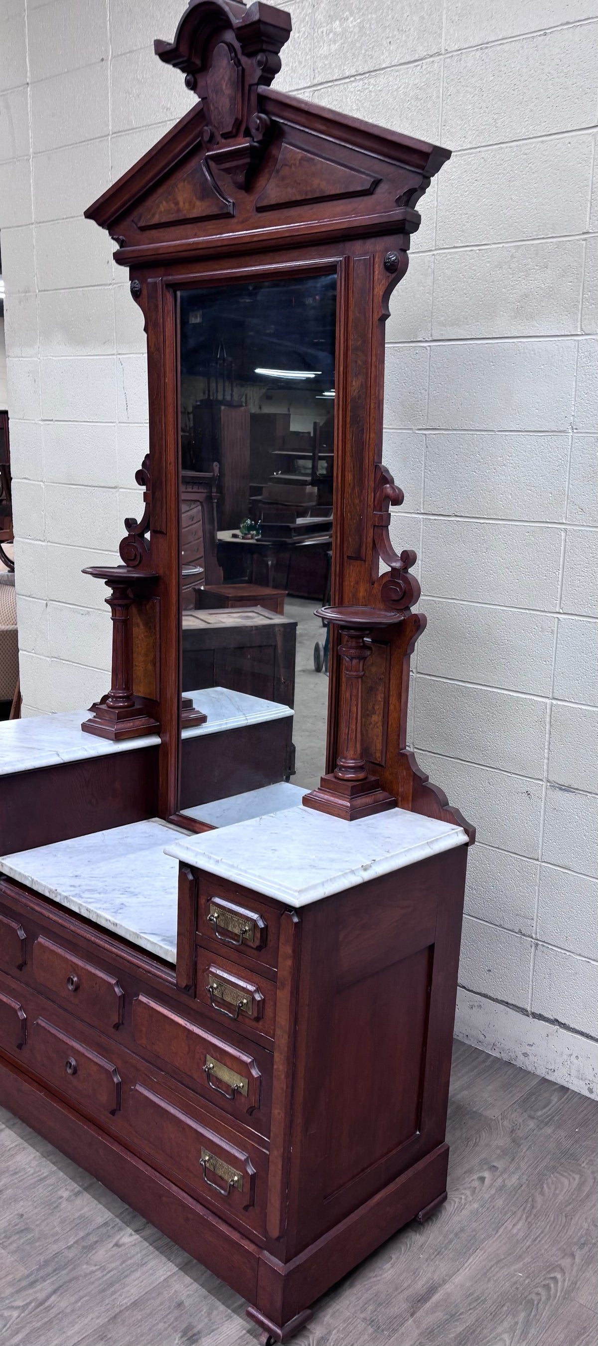 Antique 1800s Victorian Eastlake Walnut Dressing Stand Dresser Bedroom Vanity