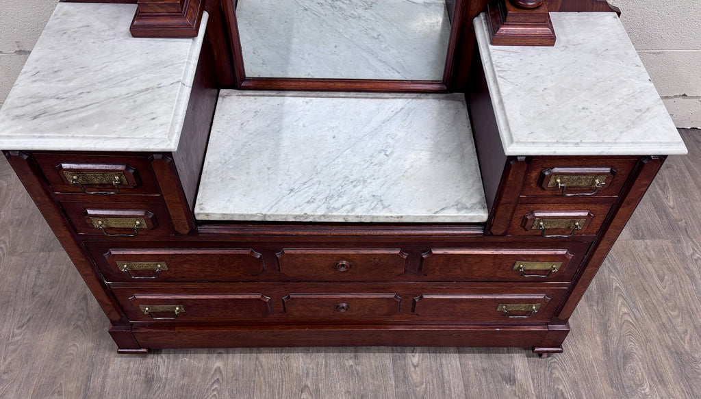Antique 1800s Victorian Eastlake Walnut Dressing Stand Dresser Bedroom Vanity