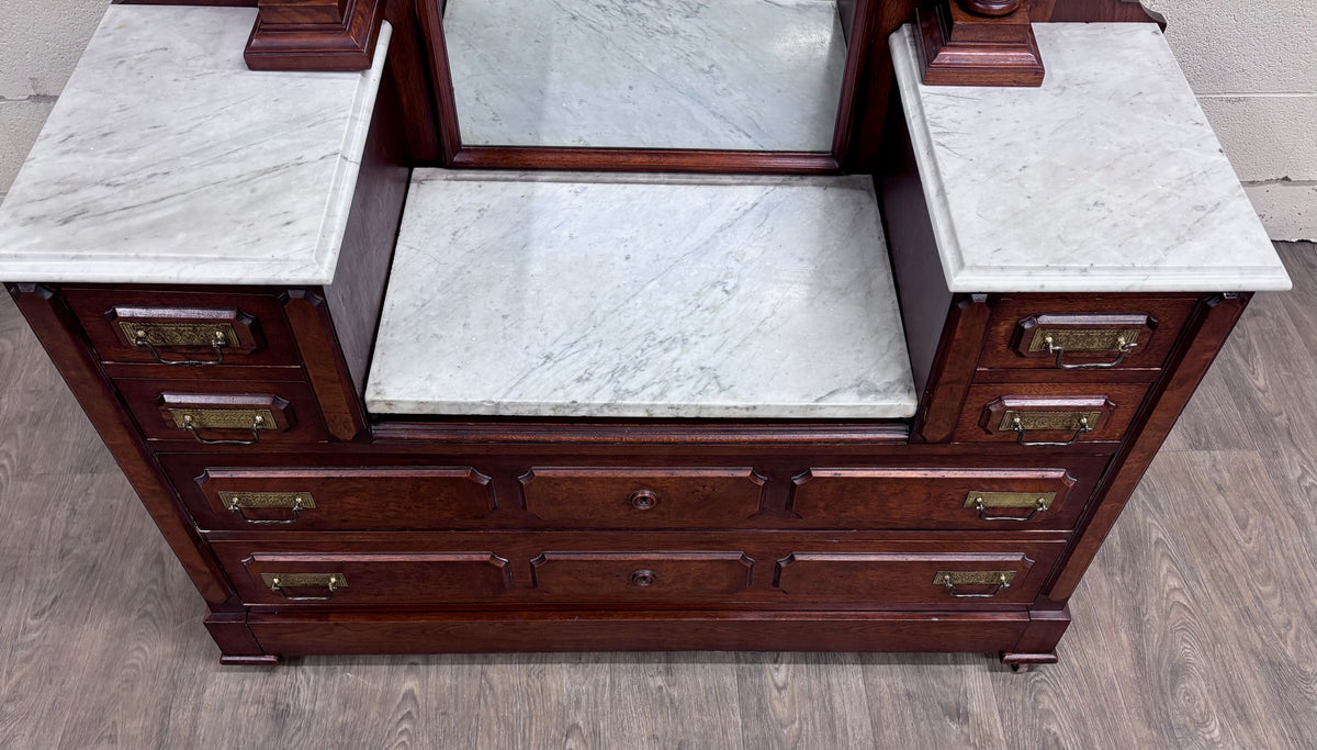 Antique 1800s Victorian Eastlake Walnut Dressing Stand Dresser Bedroom Vanity