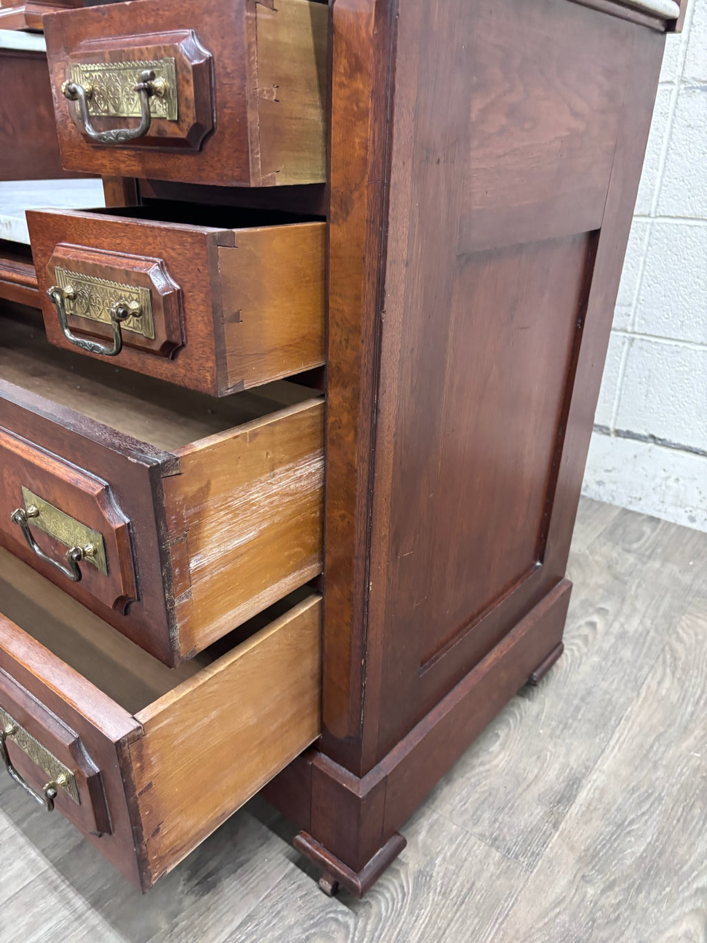 Antique 1800s Victorian Eastlake Walnut Dressing Stand Dresser Bedroom Vanity