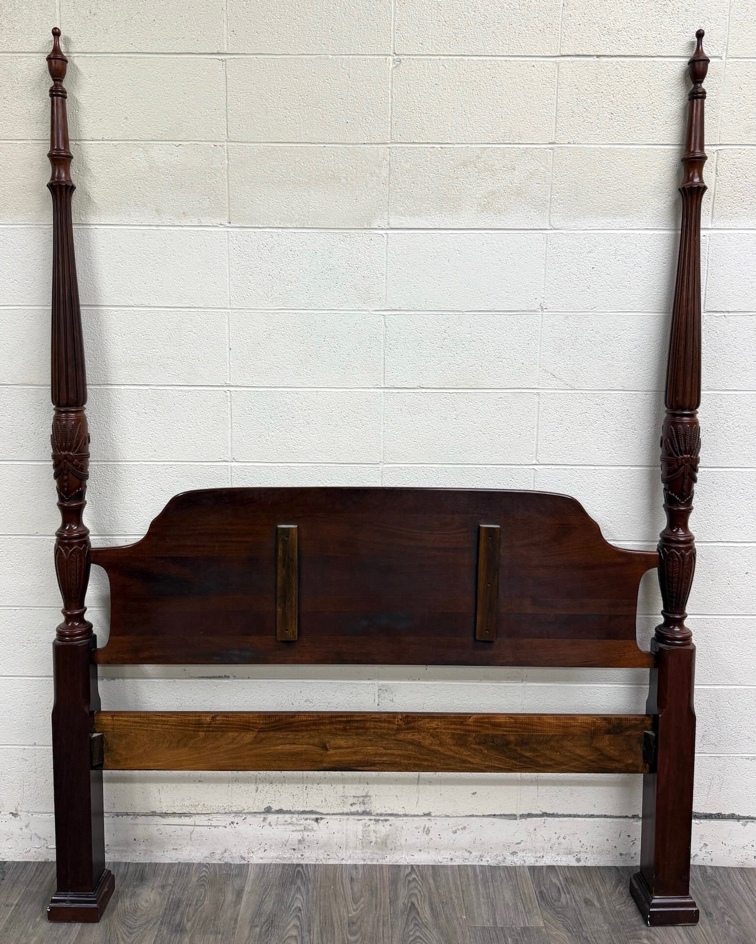 Vintage Queen Size Carved Four Poster Rice Bed