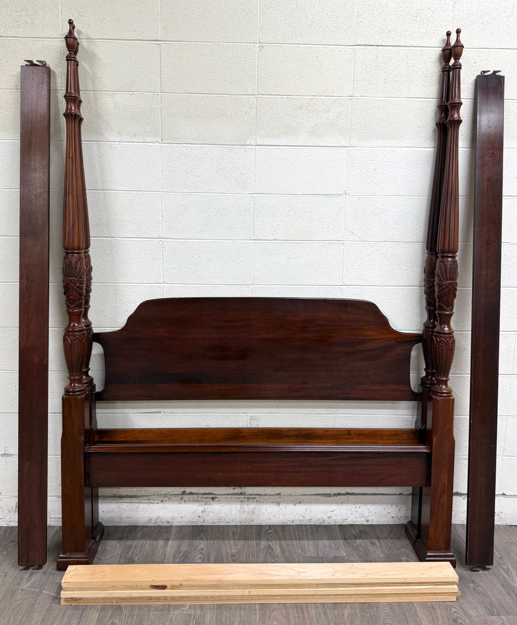 Vintage Queen Size Carved Four Poster Rice Bed