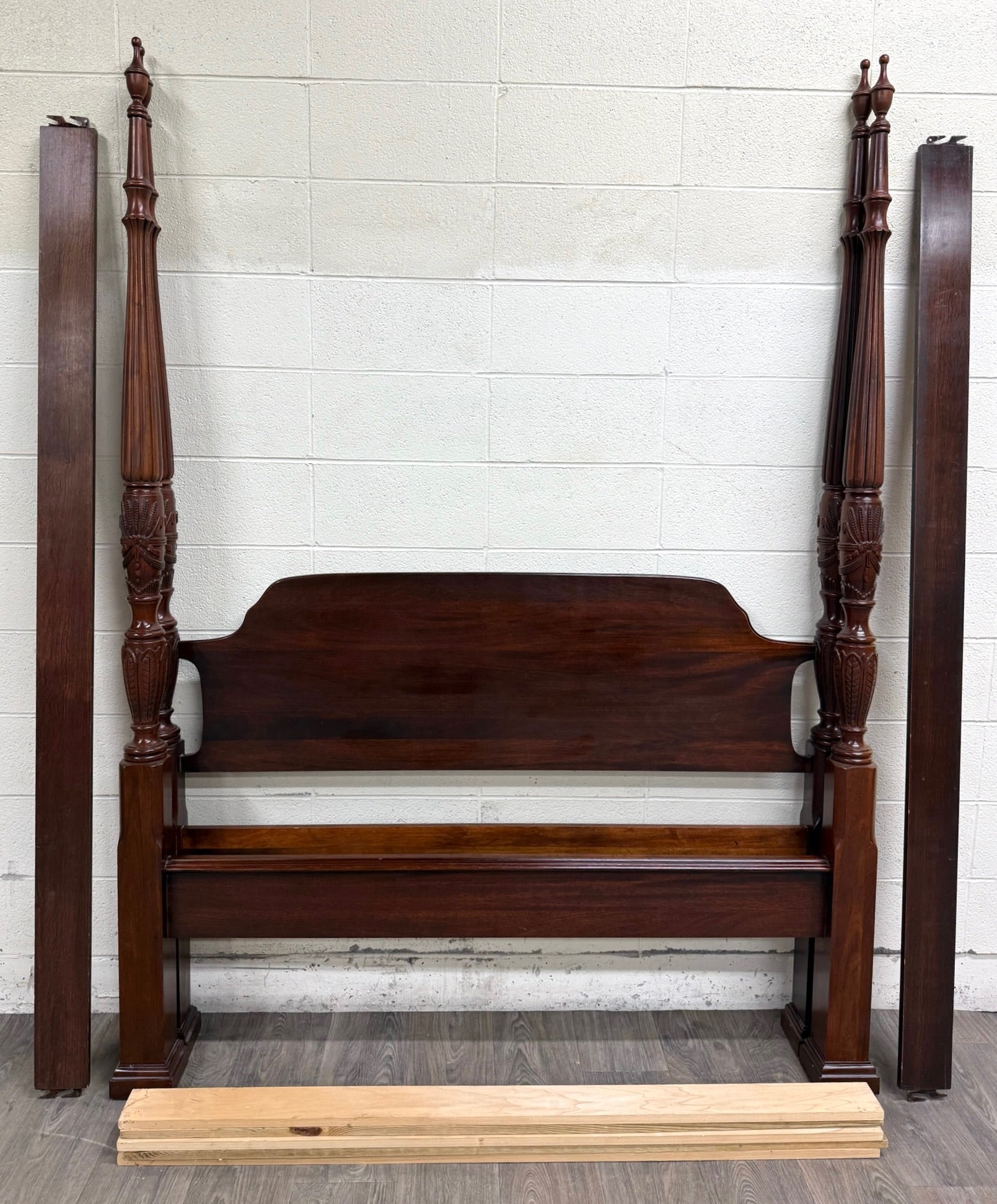 Vintage Queen Size Carved Four Poster Rice Bed