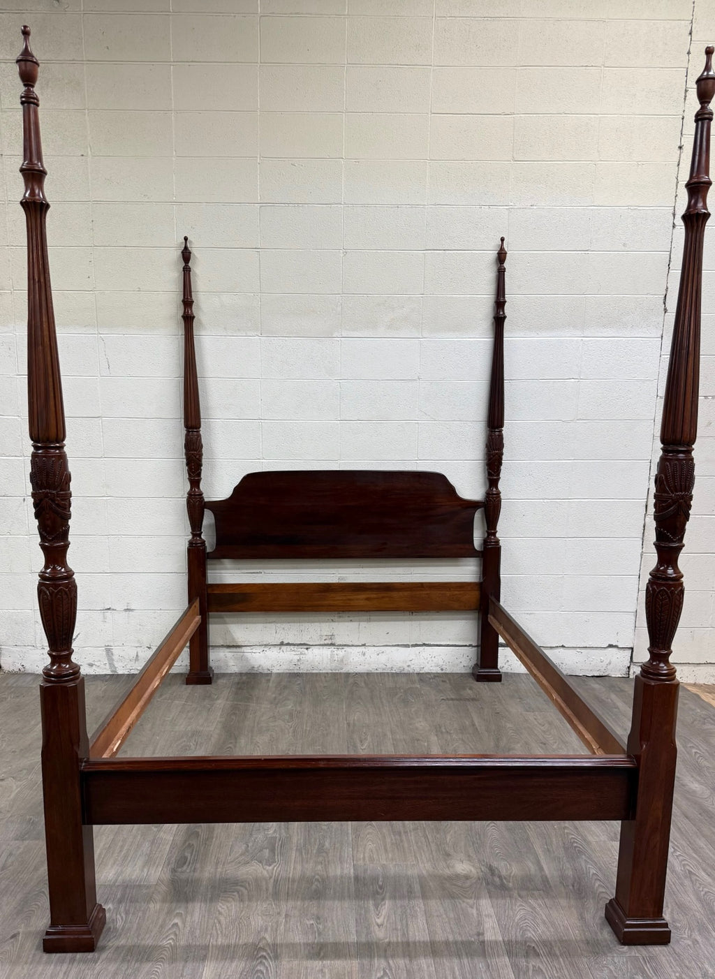 Vintage Queen Size Carved Four Poster Rice Bed