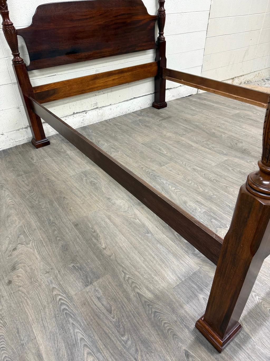 Vintage Queen Size Carved Four Poster Rice Bed