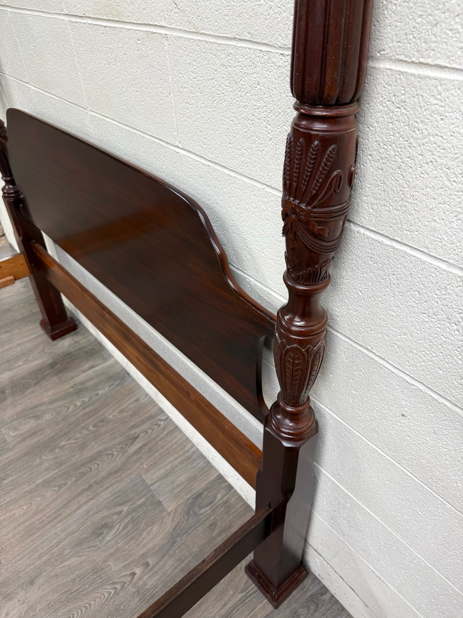 Vintage Queen Size Carved Four Poster Rice Bed