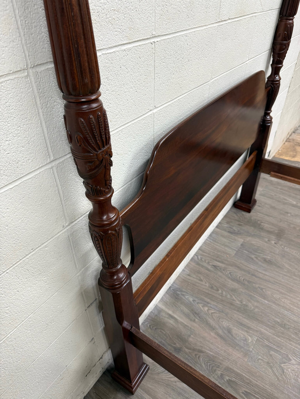Vintage Queen Size Carved Four Poster Rice Bed
