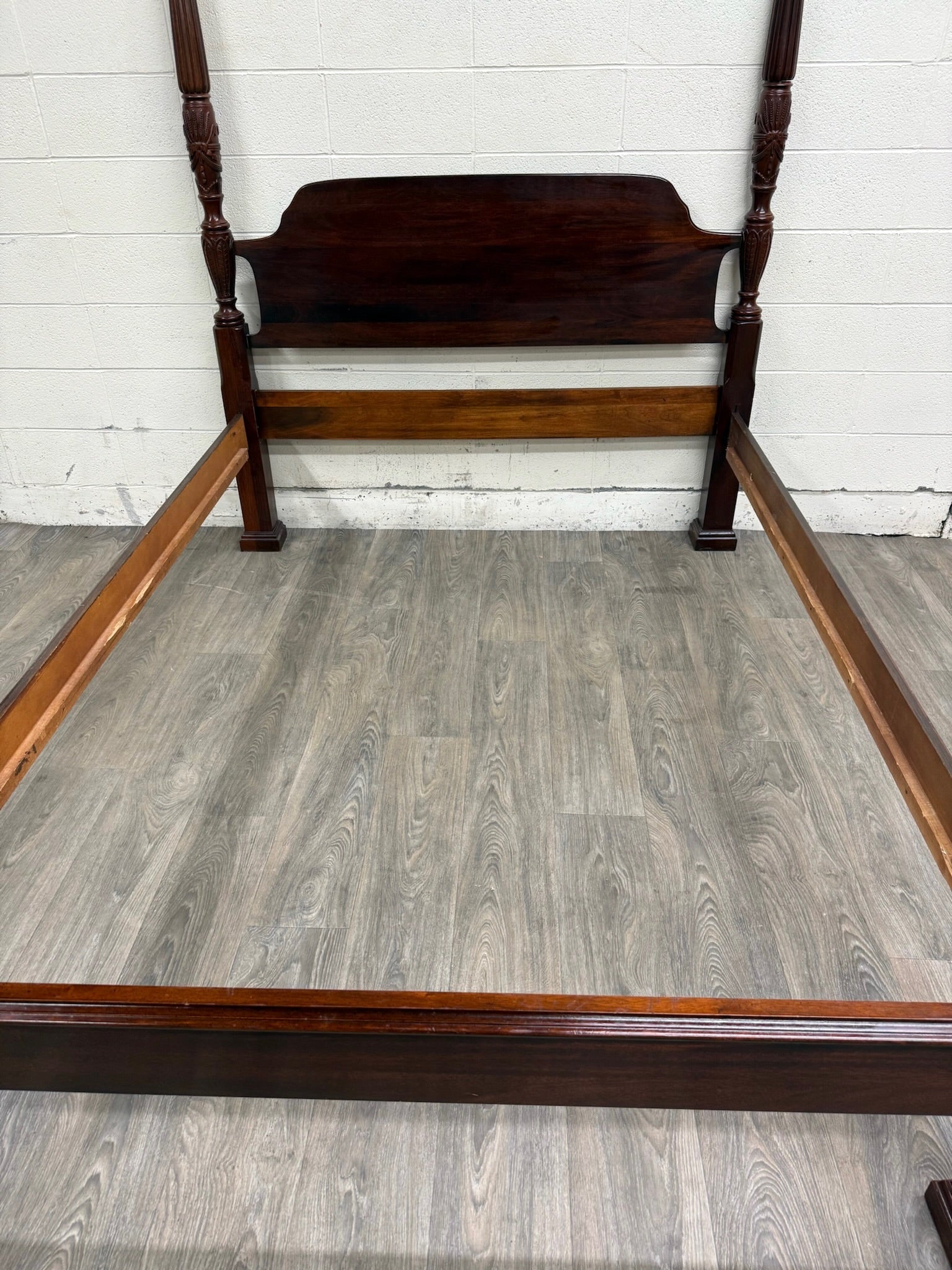 Vintage Queen Size Carved Four Poster Rice Bed