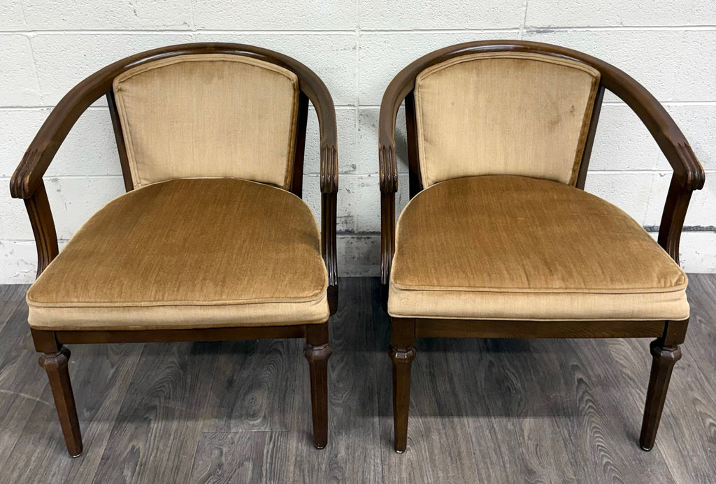 Vintage Shelby Williams Barrel Back Lounge Chairs Tub Chairs Armchairs - Pair