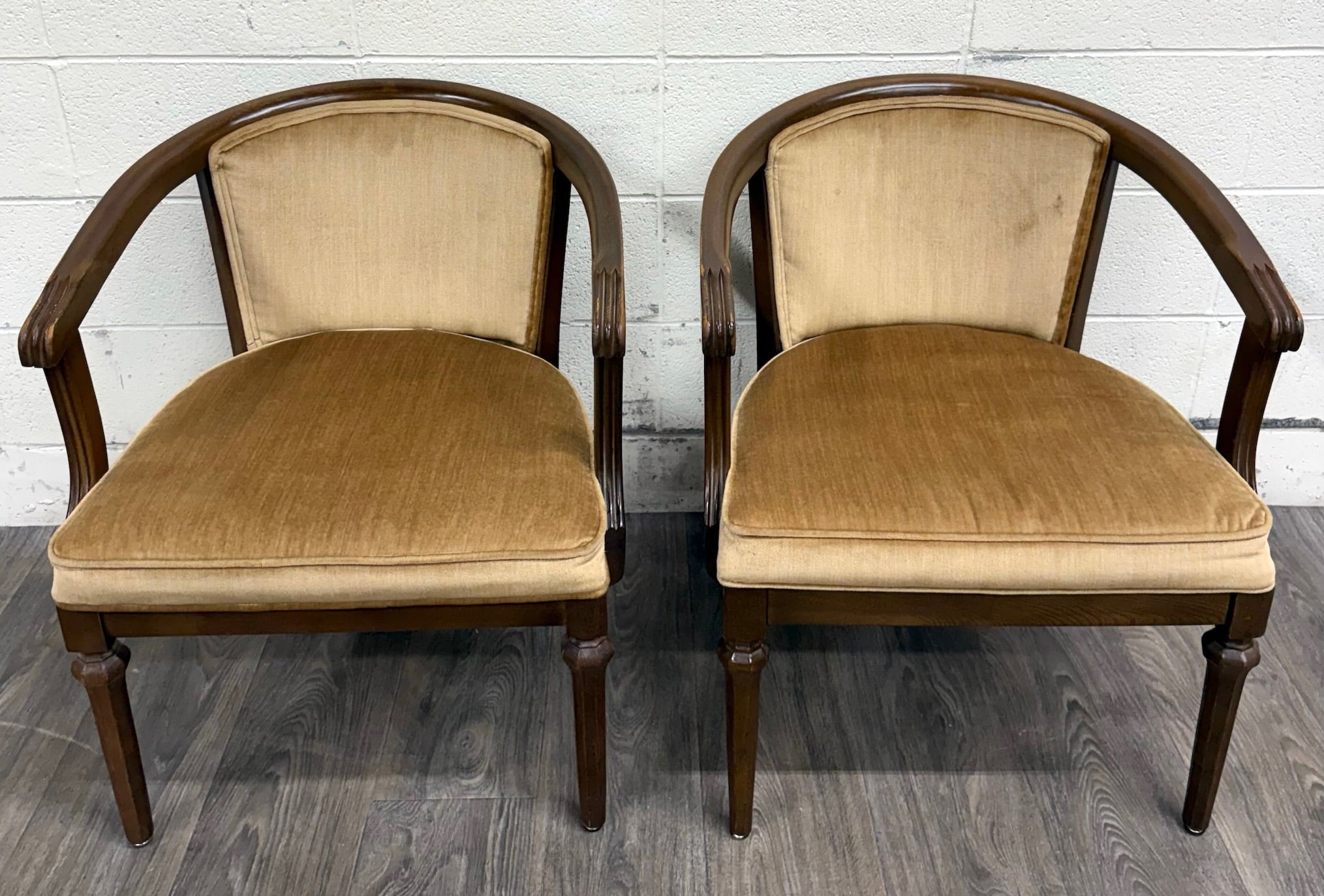 Vintage Shelby Williams Barrel Back Lounge Chairs Tub Chairs Armchairs - Pair