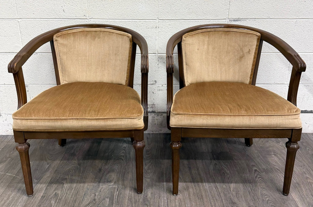 Vintage Shelby Williams Barrel Back Lounge Chairs Tub Chairs Armchairs - Pair
