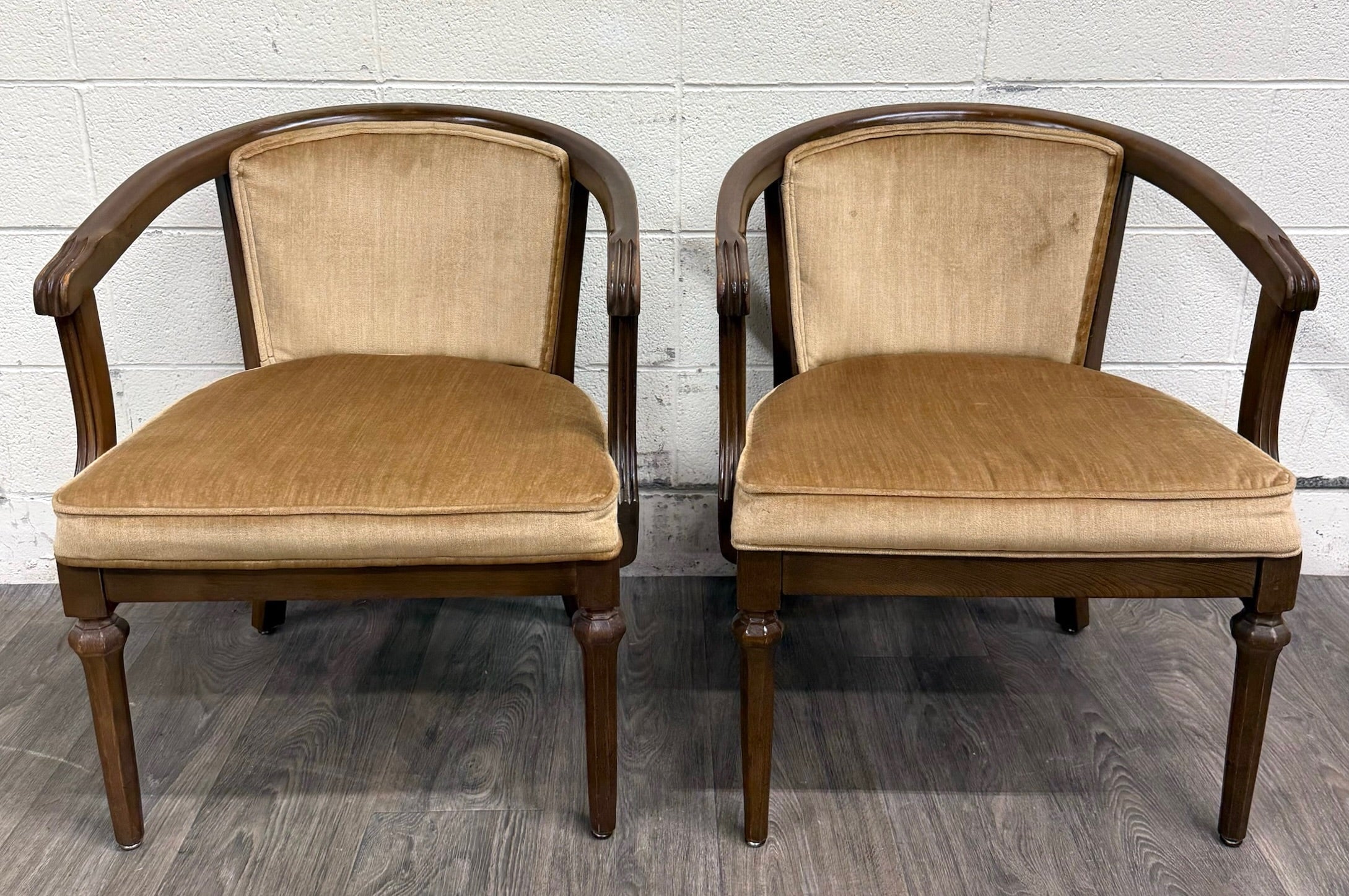 Vintage Shelby Williams Barrel Back Lounge Chairs Tub Chairs Armchairs - Pair