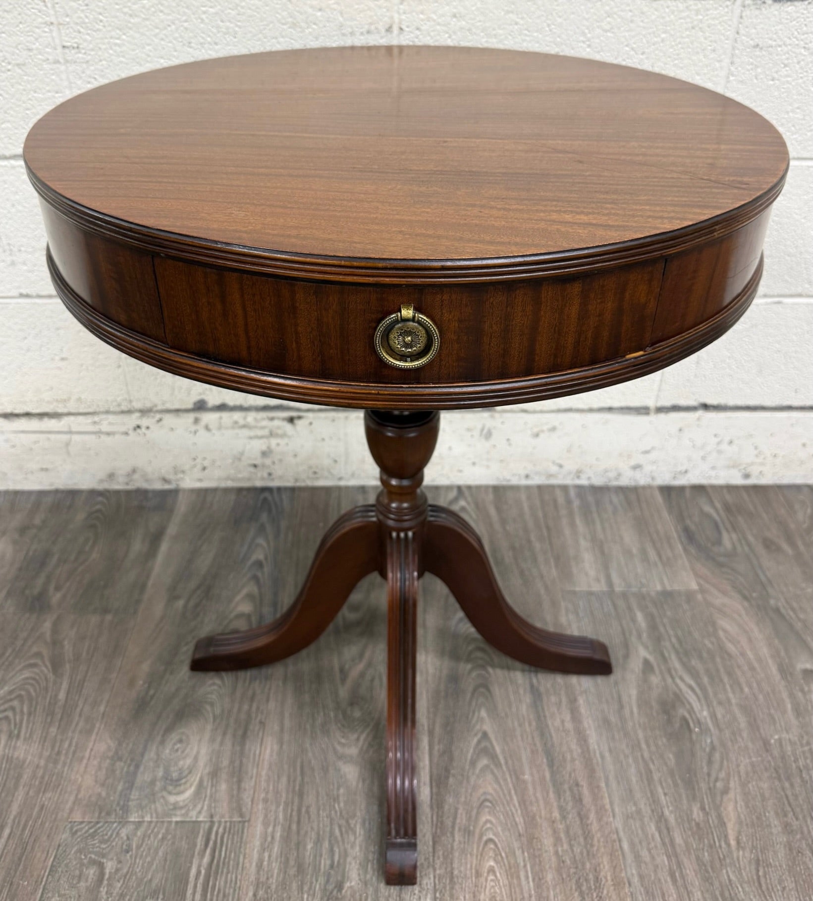 Vintage Imperial Furniture All Mahogany Drum Table End Table Lamp Table