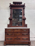 Antique Late 1800s Victorian Eastlake Marble Top Walnut Dresser