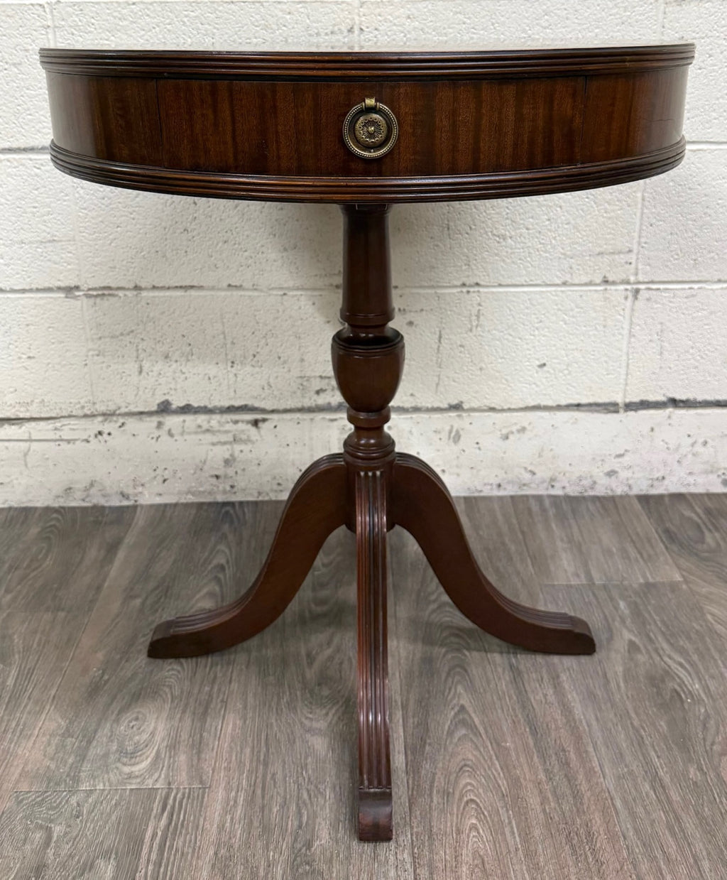 Vintage Imperial Furniture All Mahogany Drum Table End Table Lamp Table