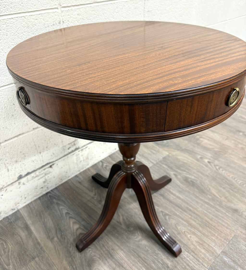 Vintage Imperial Furniture All Mahogany Drum Table End Table Lamp Table