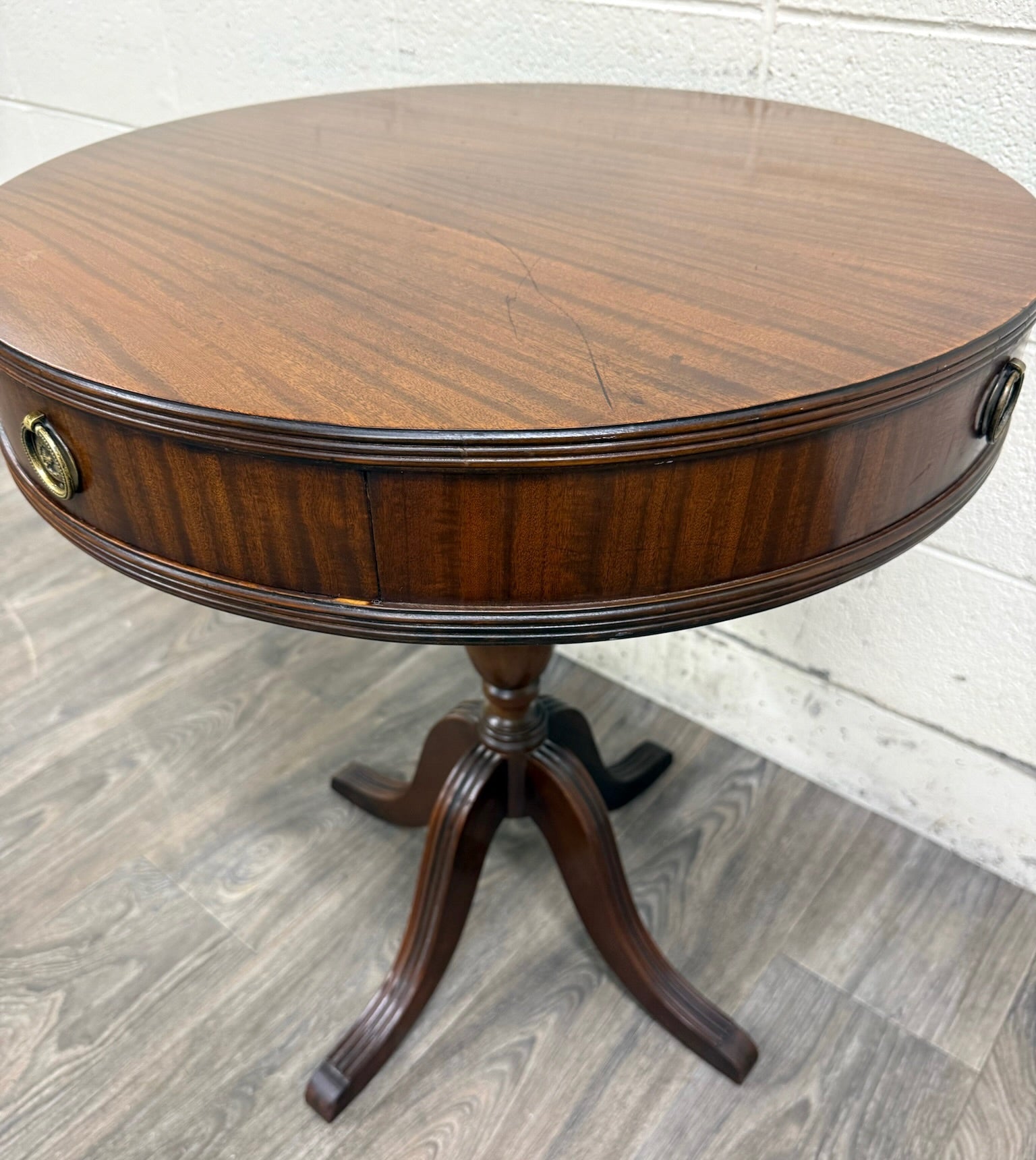 Vintage Imperial Furniture All Mahogany Drum Table End Table Lamp Table