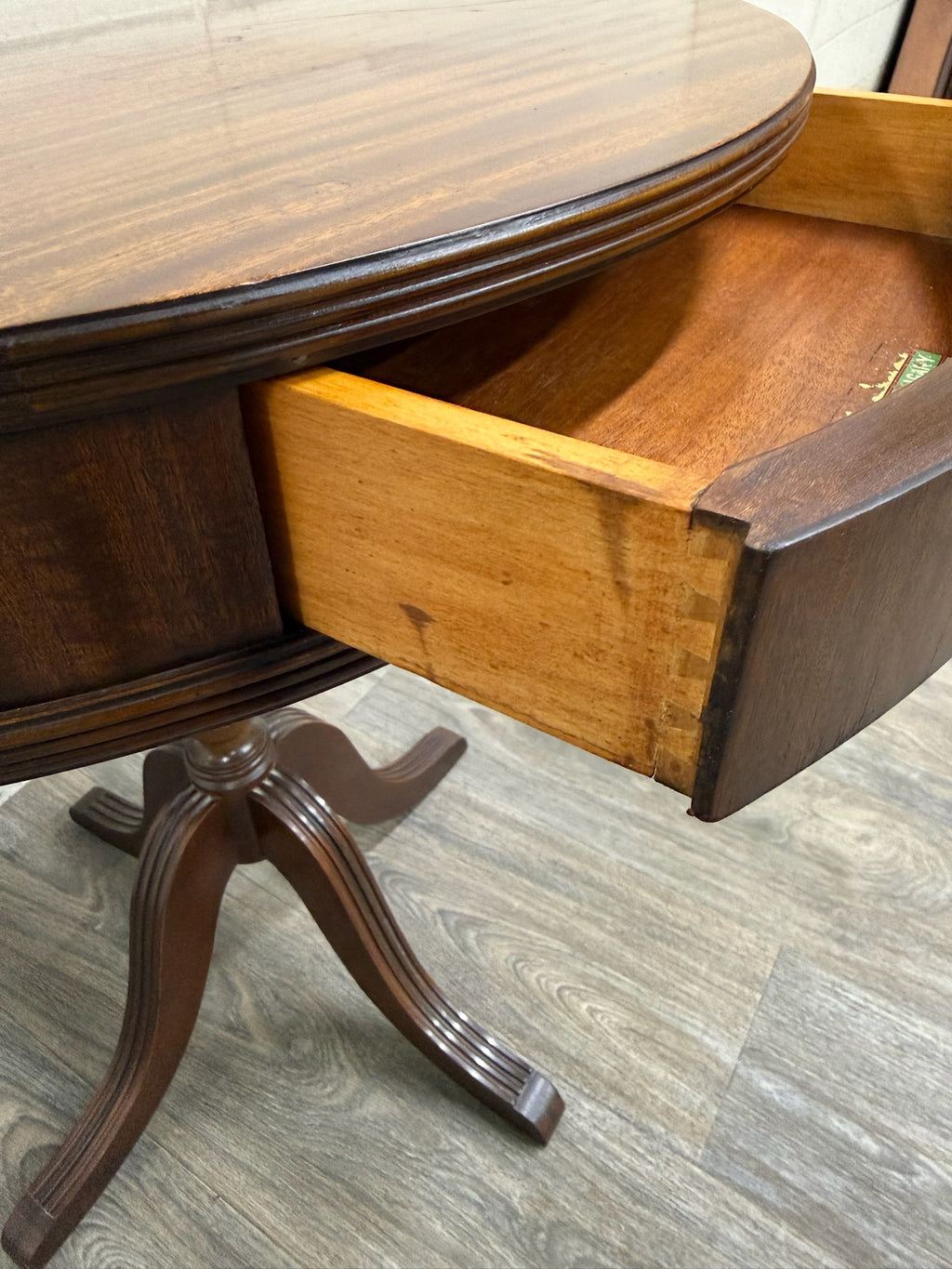 Vintage Imperial Furniture All Mahogany Drum Table End Table Lamp Table