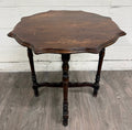 Vintage Jacobean Revival English Tudor Style Oak Side Table Lamp Table