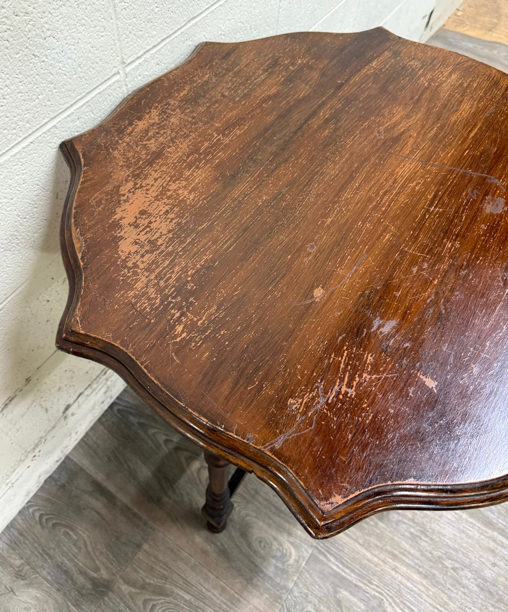 Vintage Jacobean Revival English Tudor Style Oak Side Table Lamp Table