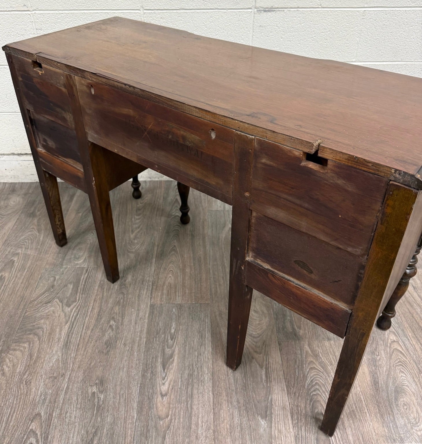Antique Art Nouveau Walnut Vanity with Adjustable Mirror