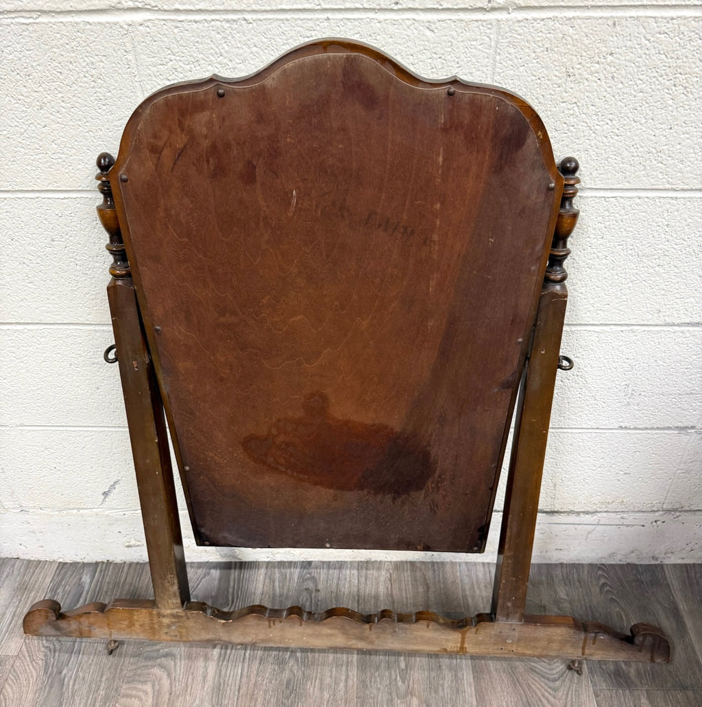 Antique Art Nouveau Walnut Vanity with Adjustable Mirror
