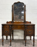 Antique Art Nouveau Walnut Vanity with Adjustable Mirror