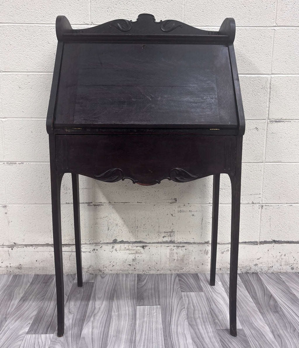 Antique Victorian Petite Secretary Desk with Storage and Key