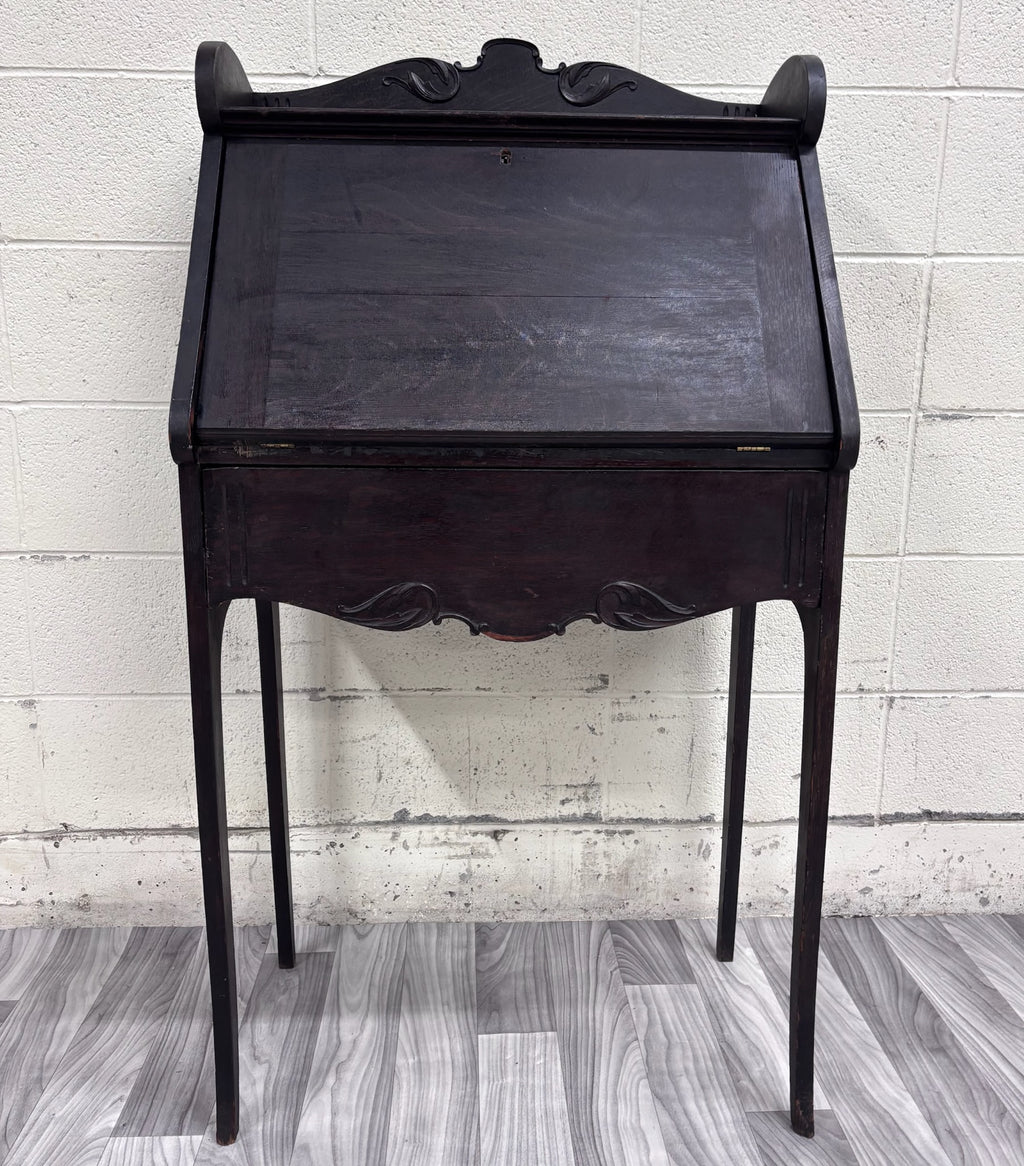 Antique Victorian Petite Secretary Desk with Storage and Key