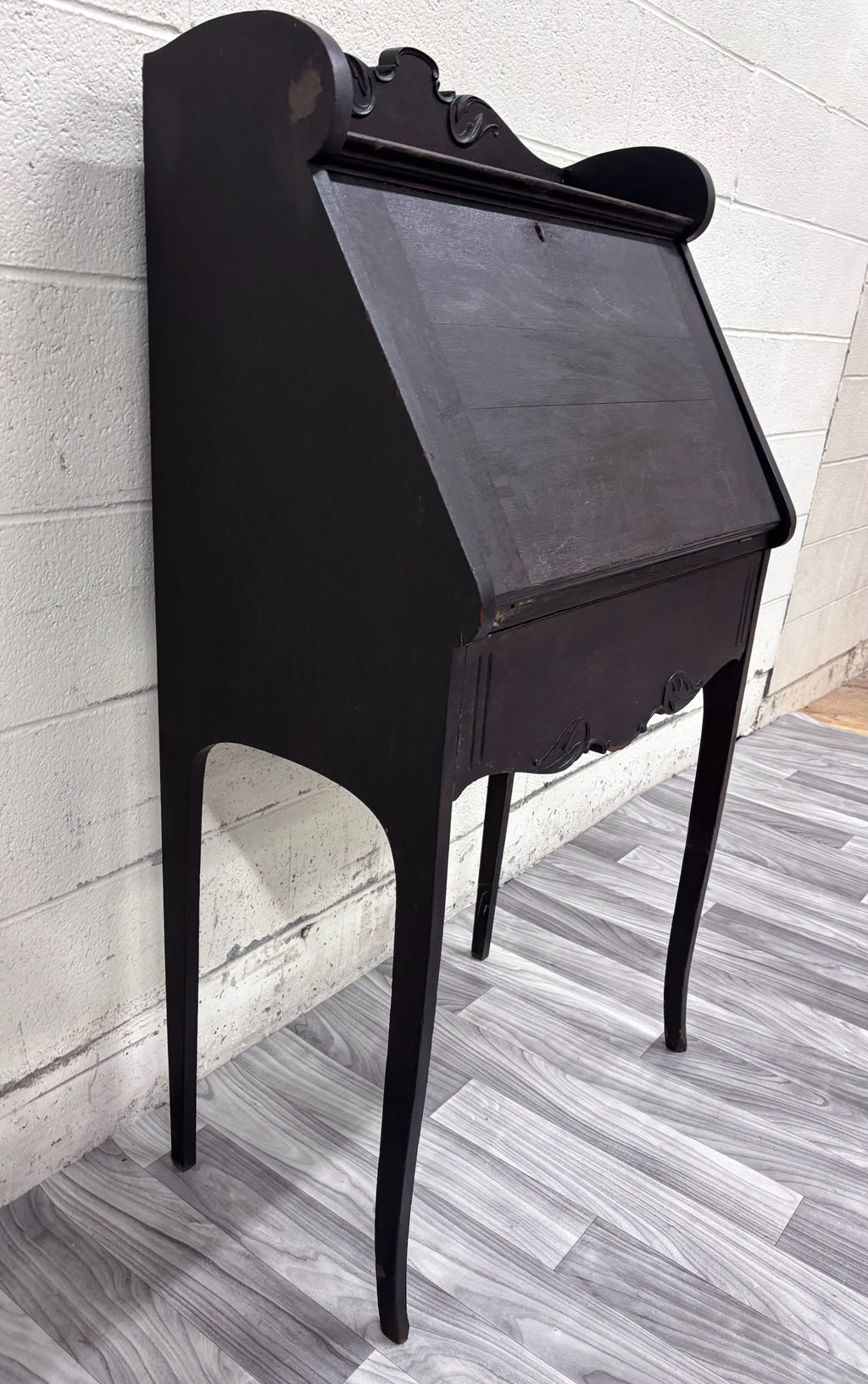 Antique Victorian Petite Secretary Desk with Storage and Key