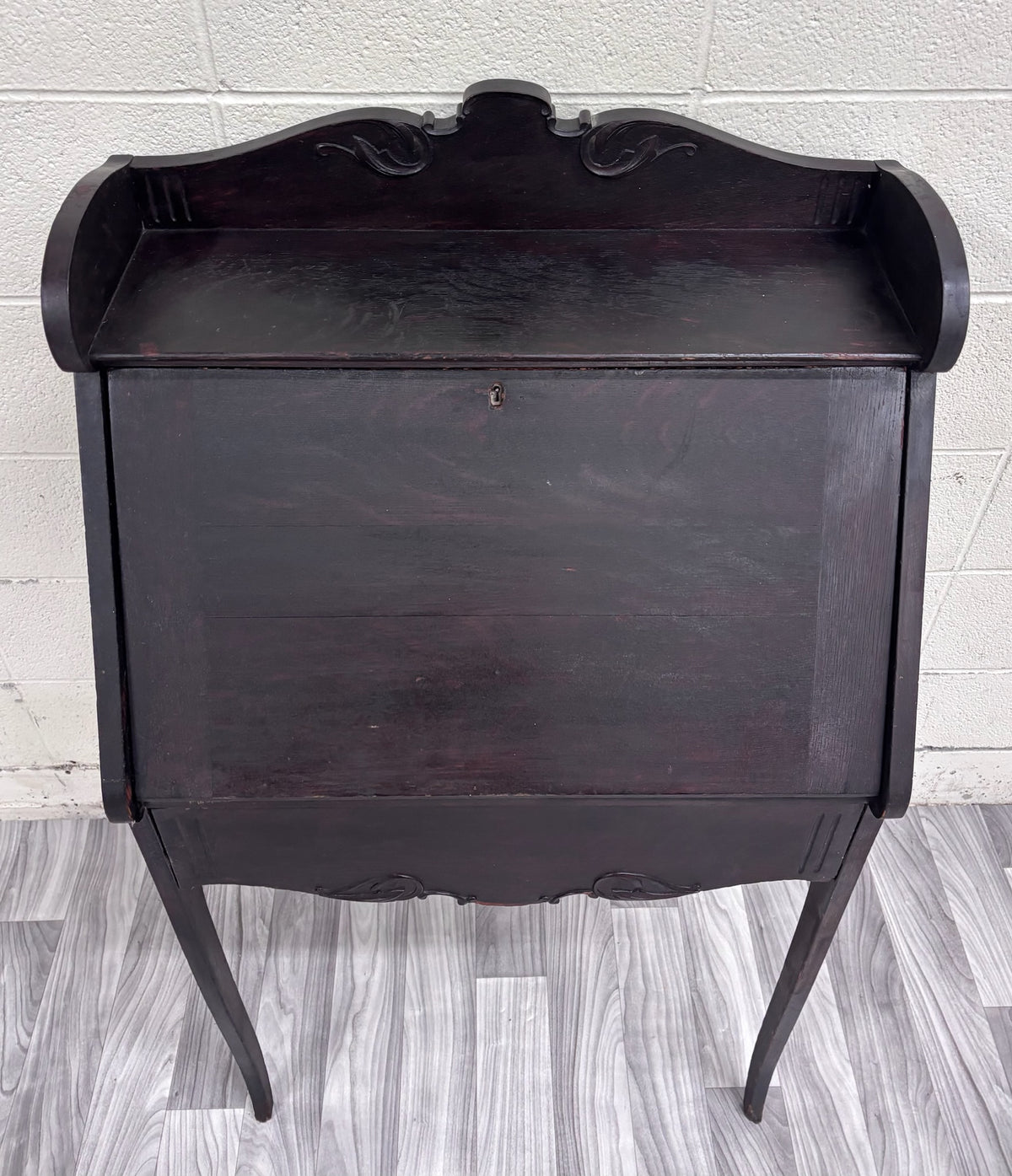 Antique Victorian Petite Secretary Desk with Storage and Key