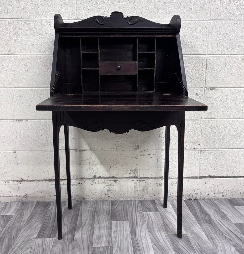 Antique Victorian Petite Secretary Desk with Storage and Key