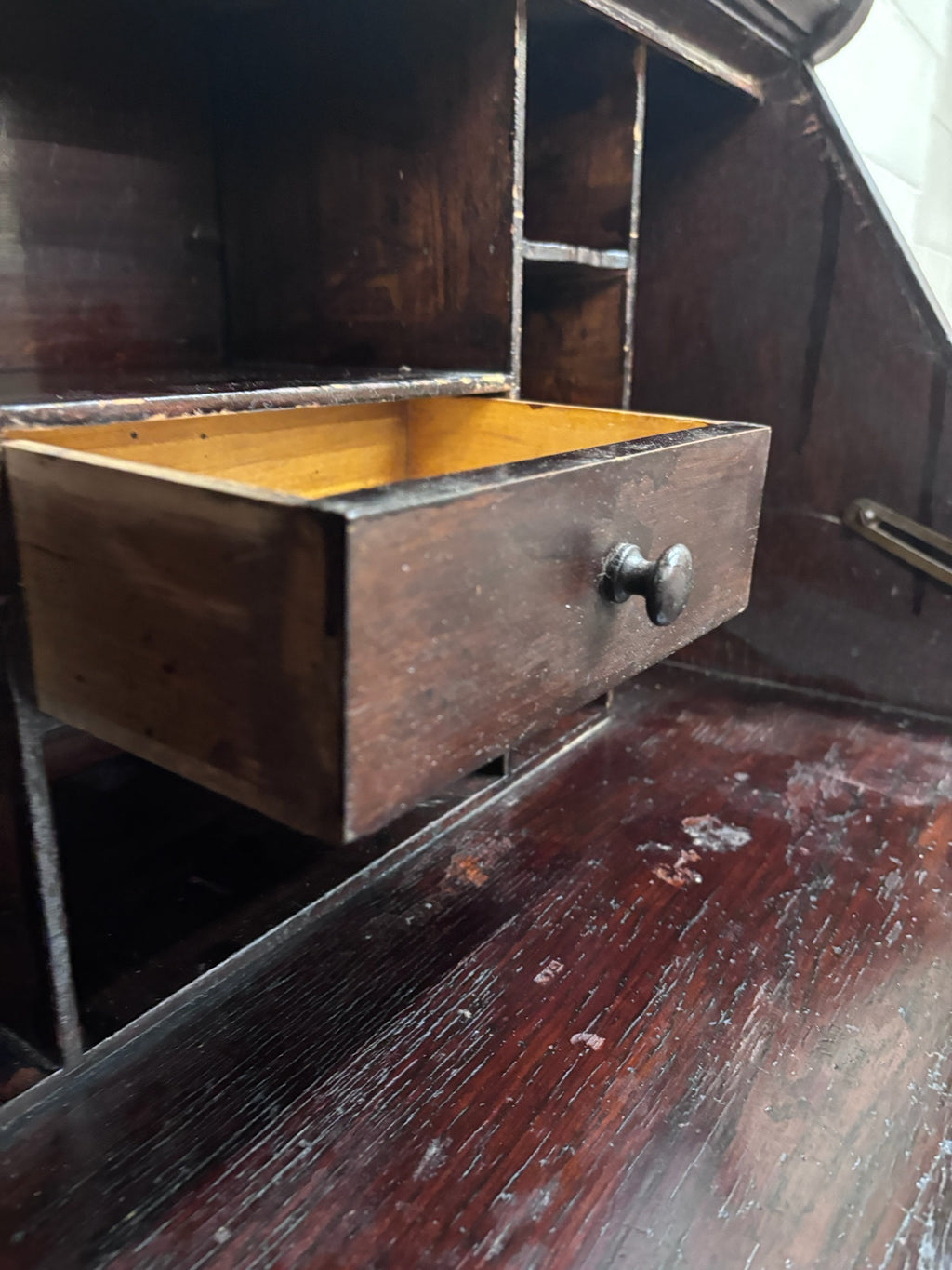 Antique Victorian Petite Secretary Desk with Storage and Key
