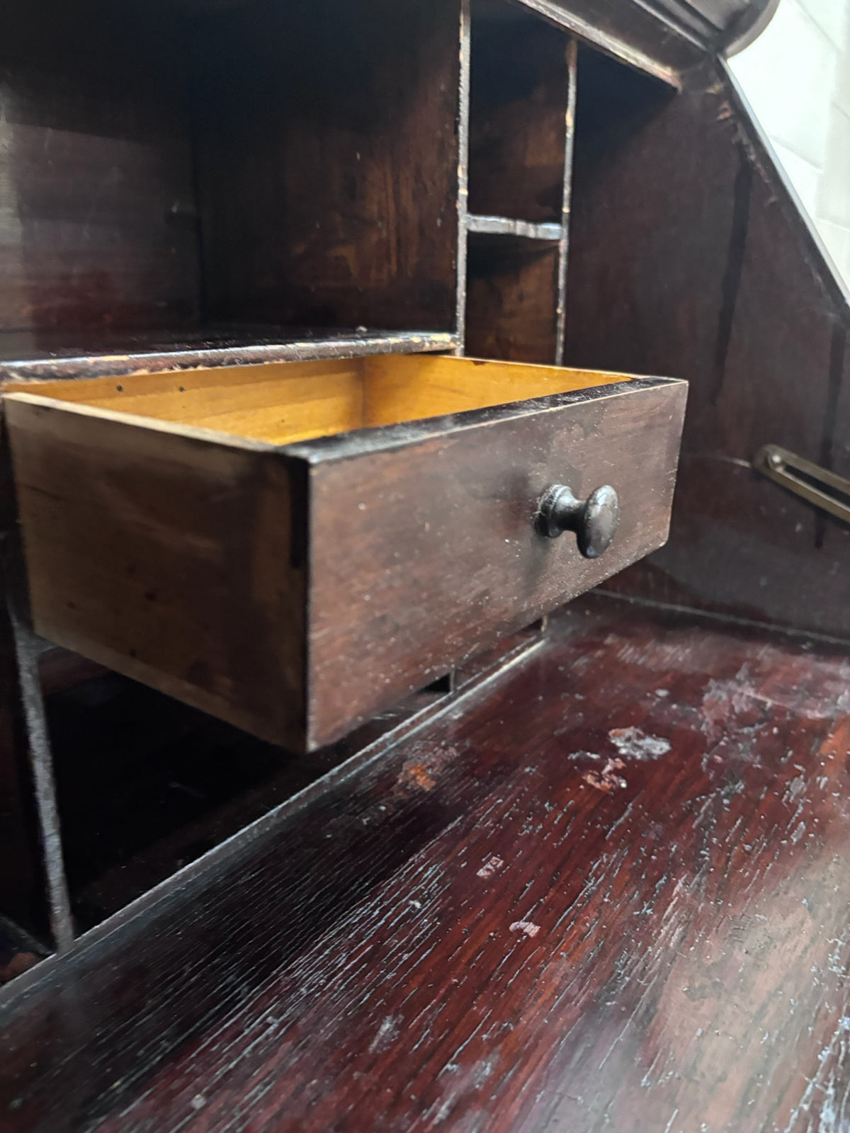 Antique Victorian Petite Secretary Desk with Storage and Key