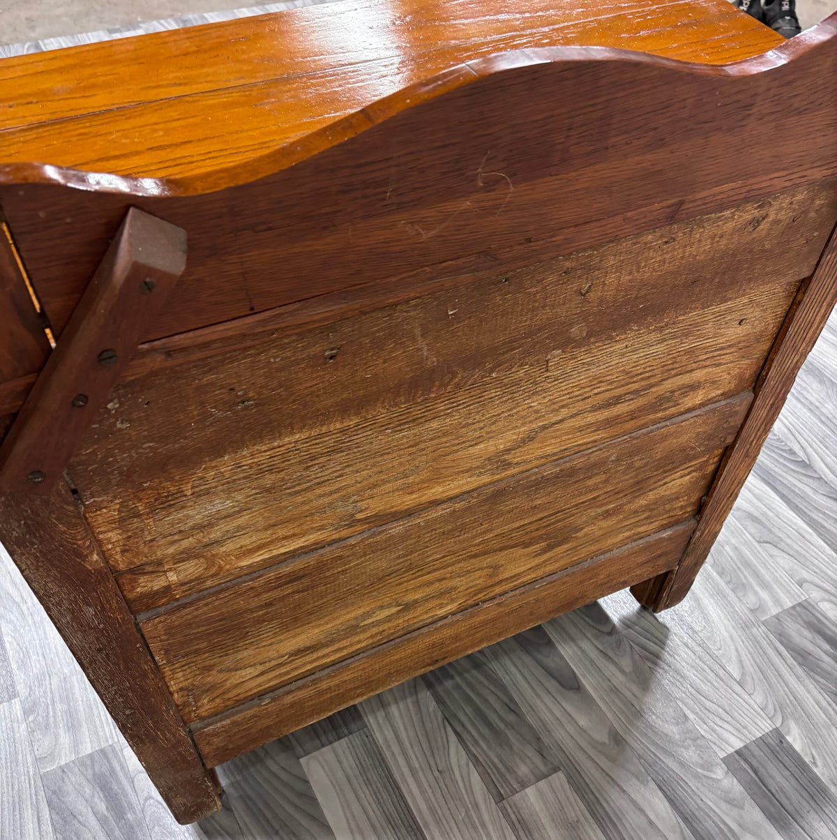 Antique Victorian Oak Washstand with Storage and Towel Rack