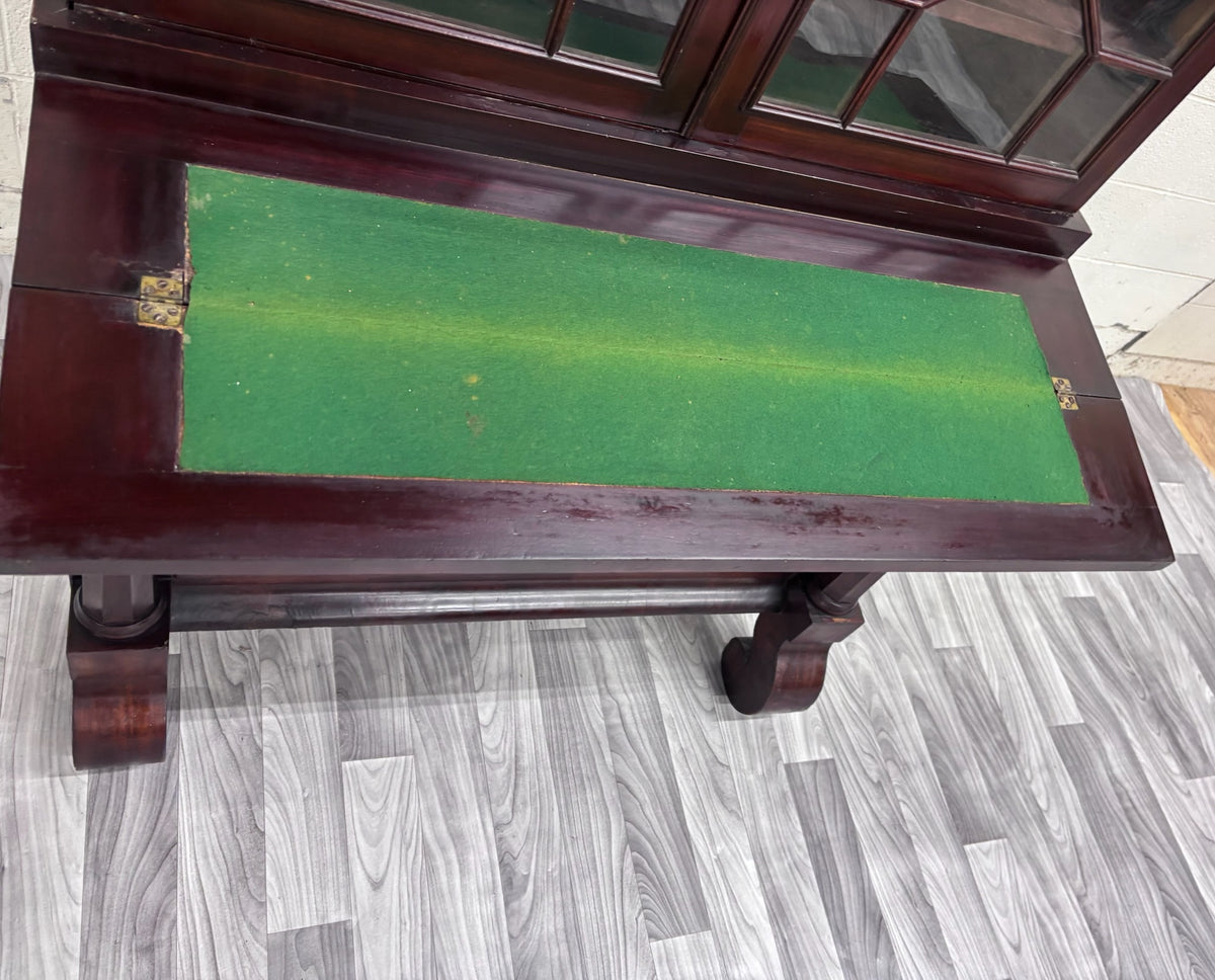Antique Empire Flame Mahogany Secretary Desk and Bookcase
