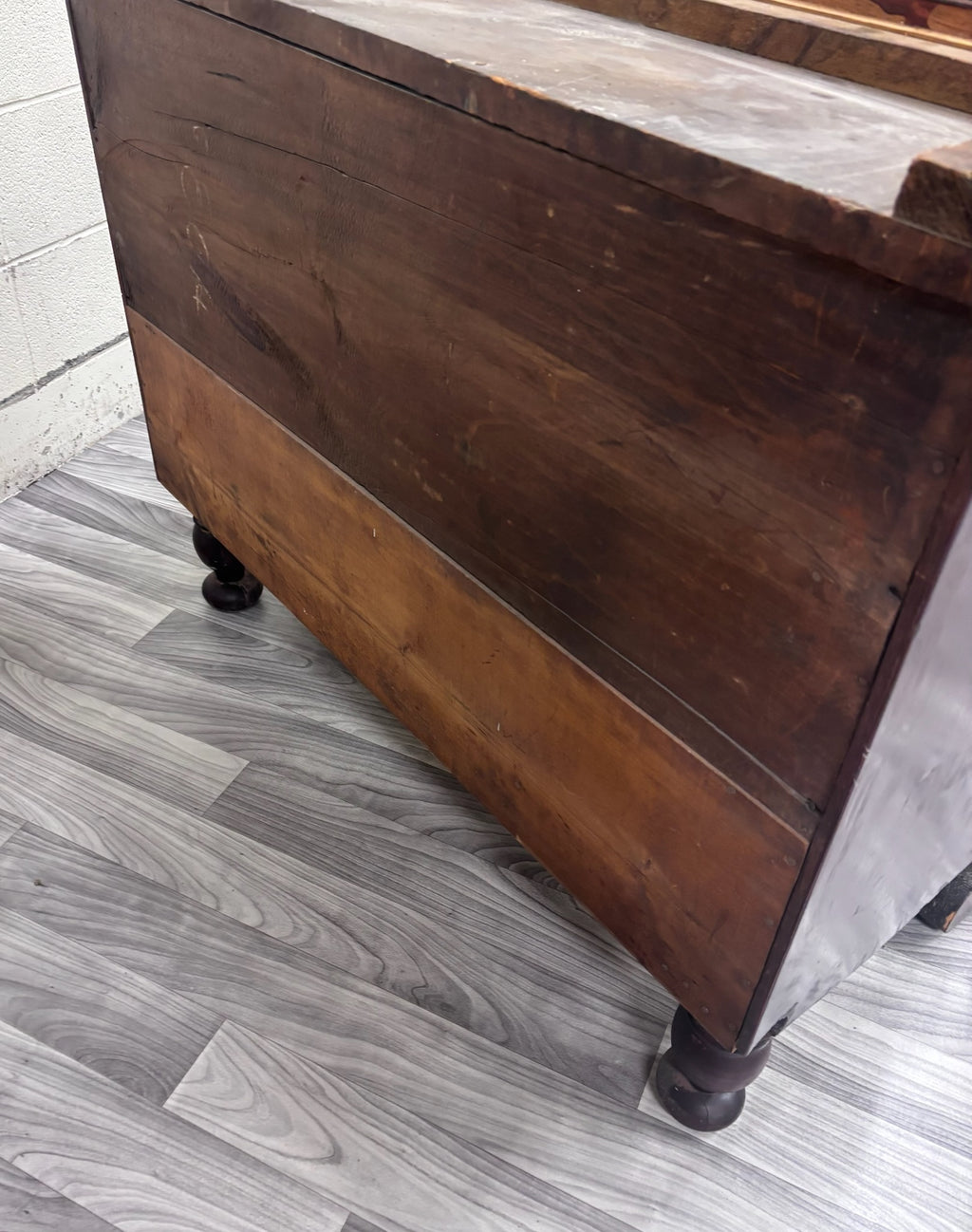 Antique Empire Flame Mahogany Secretary Desk and Bookcase