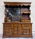 Vintage c. 1970s Huntley Furniture Thomasville Dresser w/ Mirrored Display Hutch