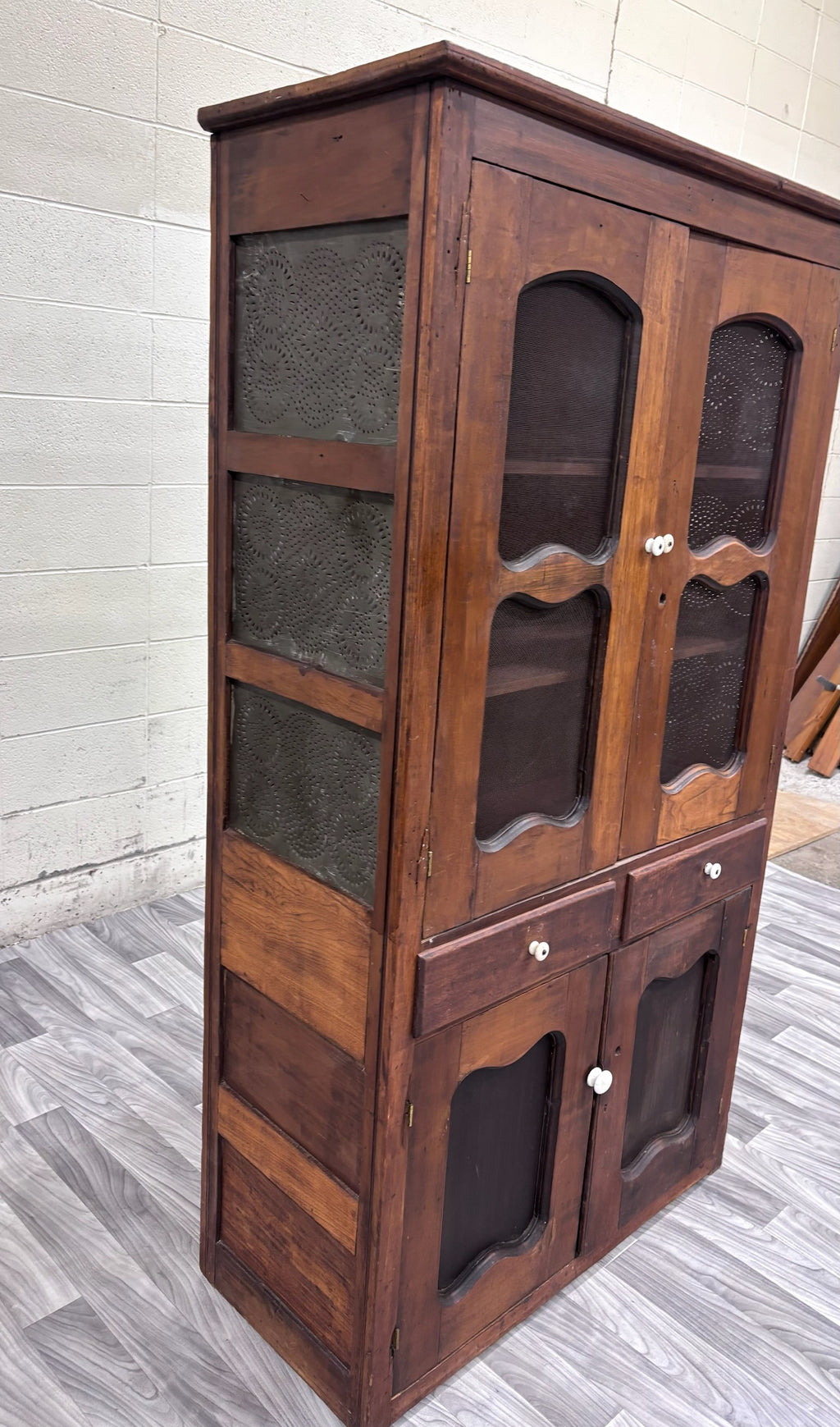 Antique c. 1870-1900 American Primitive Country Pie Safe Cupboard