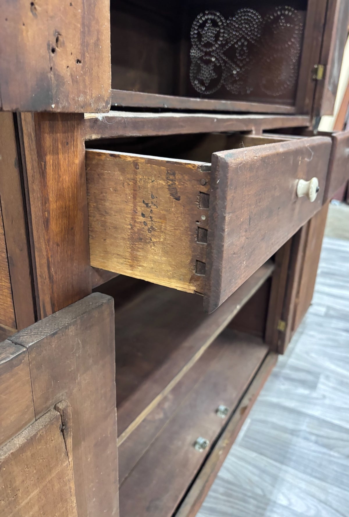 Antique c. 1870-1900 American Primitive Country Pie Safe Cupboard