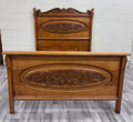 Antique Full Size Victorian Eastlake Carved Floral Acanthus Scrollwork Bed