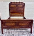Antique Full Size Victorian Eastlake Monumental Carved Walnut Bed