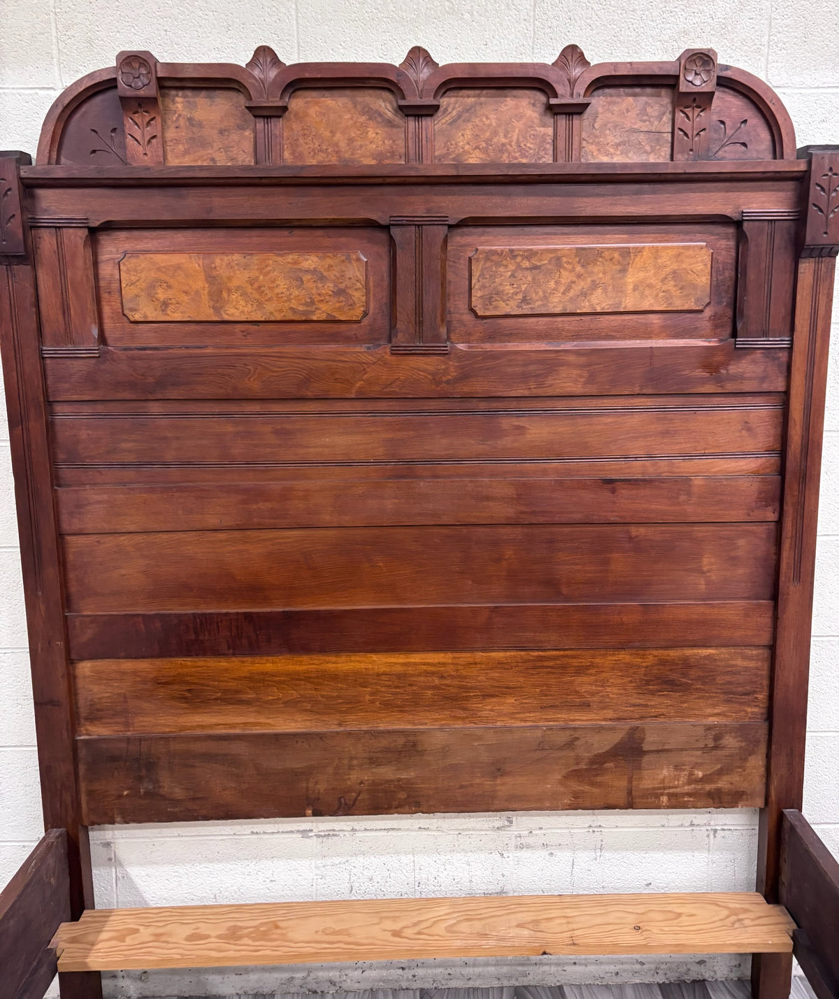 Antique Full Size Victorian Eastlake Monumental Carved Walnut Bed