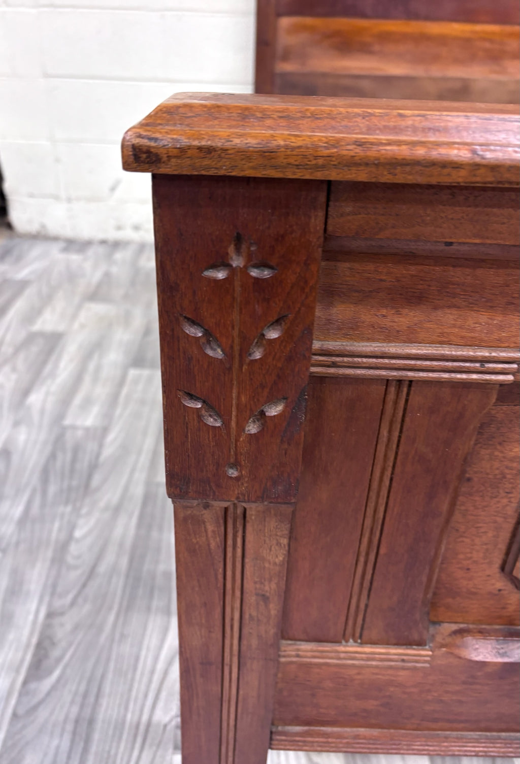 Antique Full Size Victorian Eastlake Monumental Carved Walnut Bed