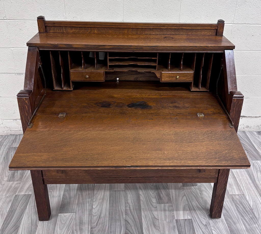 Antique Cron-Kills Co. Arts & Crafts Mission Tiger Oak Secretary Desk