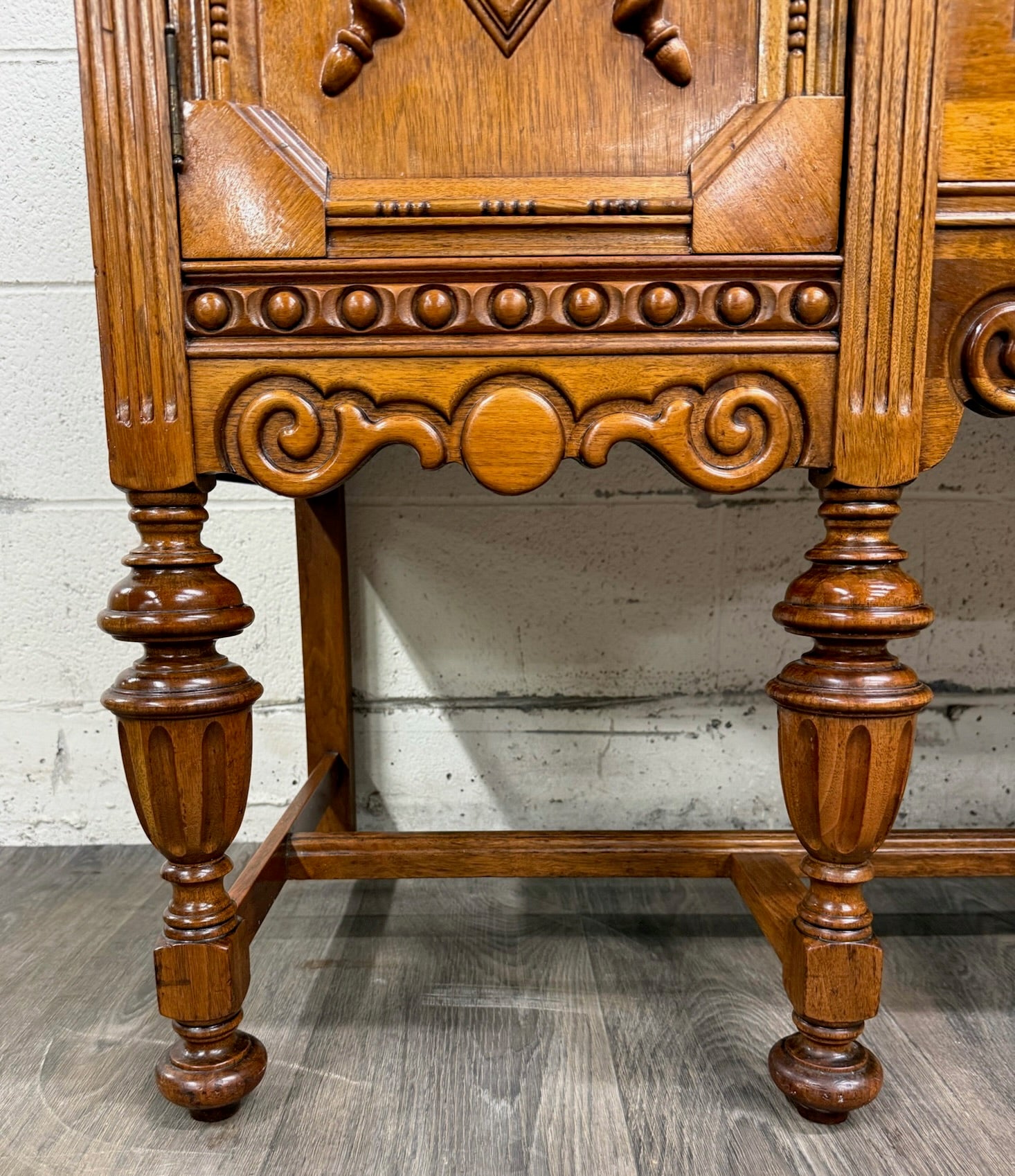 Vintage American Jacobean Tudor Revival Walnut Buffet Sideboard Server